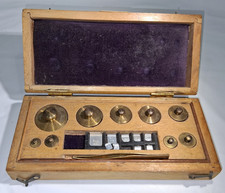 Vintage August Sauter ottone farmacia pesi scatola legno Germania