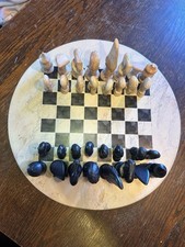 Set scacchi africani in pietra intagliata a mano