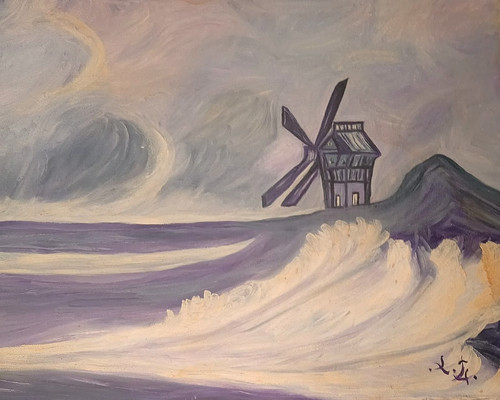 Quadro paesaggio mulino - quadro,