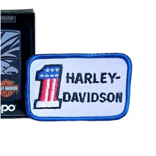 Vintage AMF Harley-Davidson 1 One Patch, Rosso, Bianco, Blu, Anni 70 HD Patch