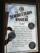 Specchio Quadro Gelateria LA SORBETTERIA DI RANIERI collezionismo bar VINTAGE 