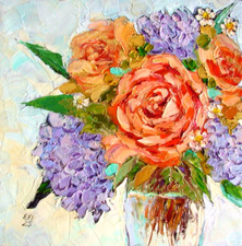 Peonie in vaso dipinto olio