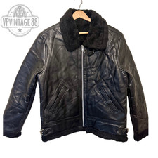 Giacca bomber aviatore vintage B-3 pelle di pecora nera stile shearling pelle volo