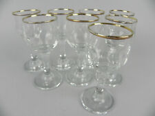 SET 8 Bicchieri da Wisky Cognac Piccoli Calici IN CRISTALLO FILO ORO Vintage 
