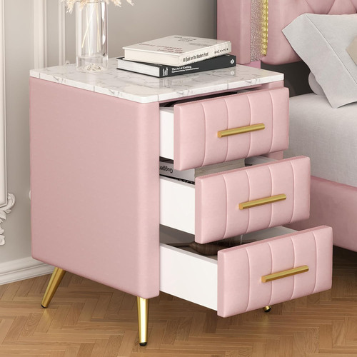 Comodino chic legno rosa - comodino, in