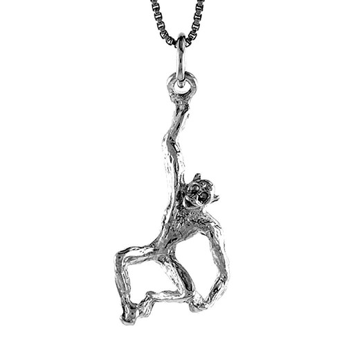 Ciondolo scimmia argento - scimmia, 3d