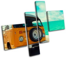 Camper Van Hippy Peace Beatle VW Retro Vintage Canvas Art Picture Print Photo