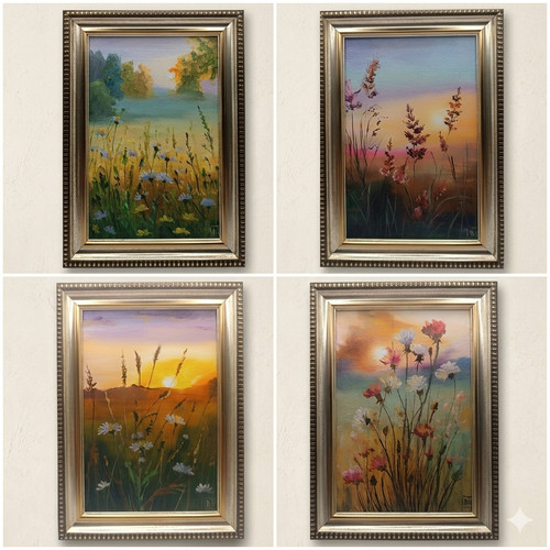 Dipinto olio originale - , prato