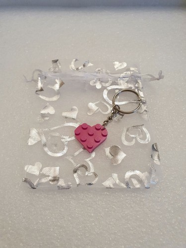 Pink heart keyring made with - pink,
