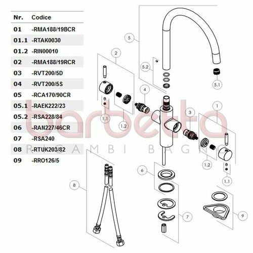 Ricambio anello base - anello, di