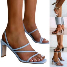 Sandali da festa Donna Block High Heel Strappy Comfy Mid Heel col tacco Lady 39