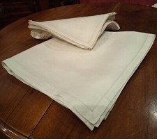 Antica Tovaglia 12 Tovaglioli Fiandra Orlo a Giorno a mano. Perfette Condizioni.