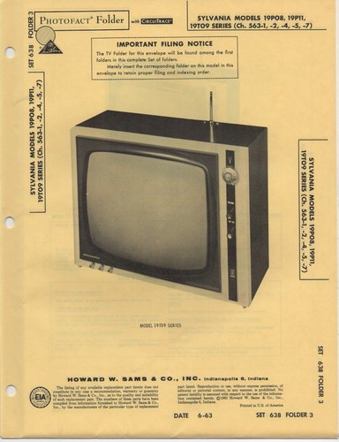 1963 sylvania 19p08 - 1963, televisore
