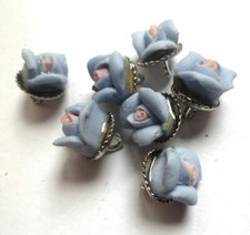 7 BOTTONI BOTTONCINI * BOCCIOLO DI ROSA celesti * ABBIGLIAMENTO BIMBA NEONATO