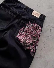 Jeans pantaloni denim ricamati