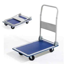 CARRELLO CON PIANALE PIEGHEVOLE IN ACCIAIO, PORTATUTTO CON 4 RUOTE DA TRASPORTO