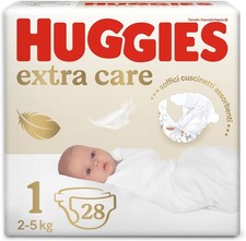 Huggies Extra Care Bebe, Pannolini Taglia 1 (2-5Kg), Ipoallergenico, Design Winn