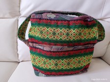 Borsa bag tessuto etnico sacca robusta o cuscino damasco indiano peruviano 22x29