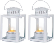 Lanterne Decorative, 2 Pezzi Lanterne a Candela Portacandele Da Tè Al Coperto, L