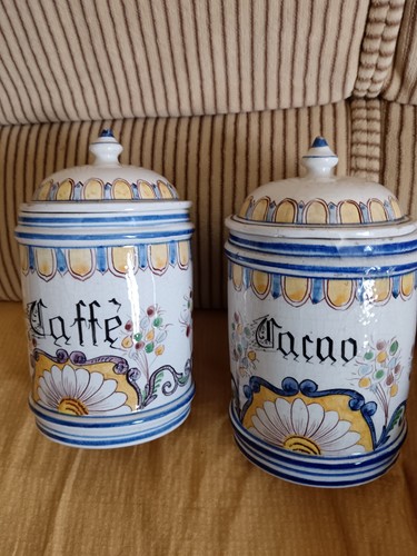 Coppia barattoli ceramica - coppia,