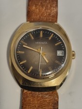 Orologio Carica Manuale Lam Oro 10 Micron Sekonda Con Data Big Size 36 X 44 Urss