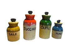 ? Set 4 Pezzi Contenitori Sale Zucchero Caffè Pepe Anni 50 Terracotta Vintage