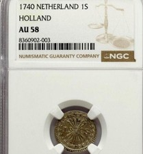 Olanda Olanda 1740 stuiver AU58 NGC TOP POP vecchia moneta mondiale argento #5618