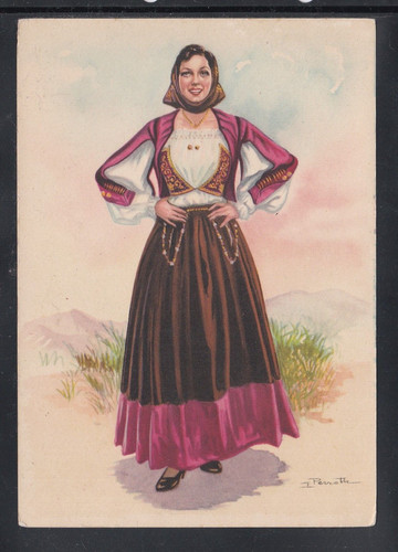 Cartolina costumi sardi nuoro - costumi,