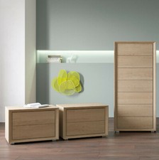 SETTIMINO +2 COMODINI CASSETTI APERTURA PUSH&PULL NOBILITATO EFFETTO LEGNO 1071