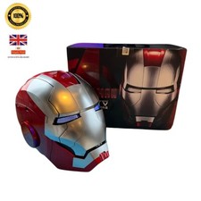 Casco Maschera AUTOKING Iron Man MK5 1:1 ARGENTO OPACO Indossabile Controllo Vocale UK ✅