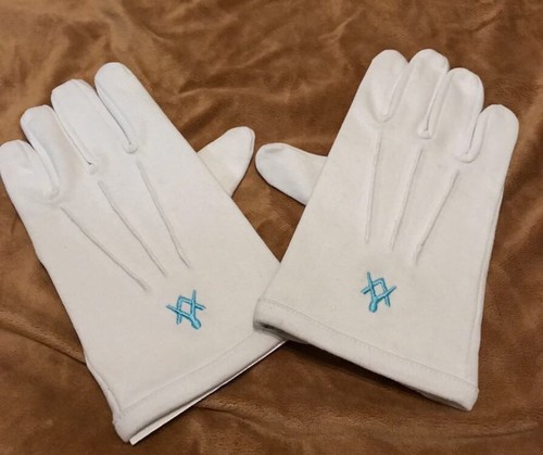 White masonic gloves - white, with