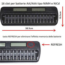 Carica batterie 16 slot per NiMH NiCd con pulsante scarica e poi carica