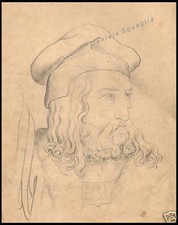 DISEGNO ORIGINALE MATITA 1800 RITRATTO STORICO UOMO