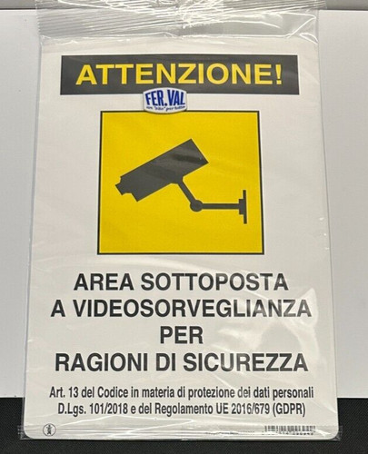 Cartello area videosorvegliata - area,
