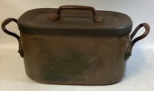 Girarrosto vintage francese in rame daubiere a coda di rondine foderato in latta