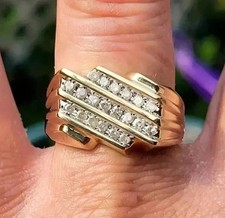 Anello Fascia Fidanzamento Uomo Diamante Simulato Taglio Tondo 2 Ct...