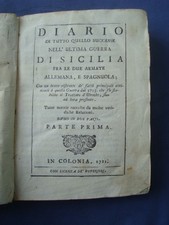 B. De Colpi – Guerra di Sicilia 1713–1720 – Palermo 1721 – 3 tavole incise –Raro