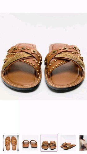 Zara leather sandals gold