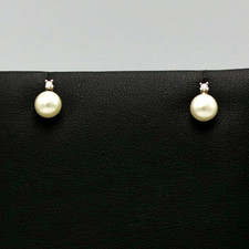 orecchini usati perle coltivate e diamanti naturali 0,01 ct in oro bianco 18k