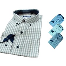 camicia uomo ELEGANTE a QUADRI  botton down regular fit manica lunga cotone