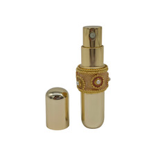 Atomizzatore Profumo Vintage Irice Oro Gioiellato Fascia Perla 3 1/8" Ricaricabile