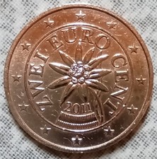 Moneta da 2 Cent Austria 2011- DOPPIO BORDO - rara da collezione