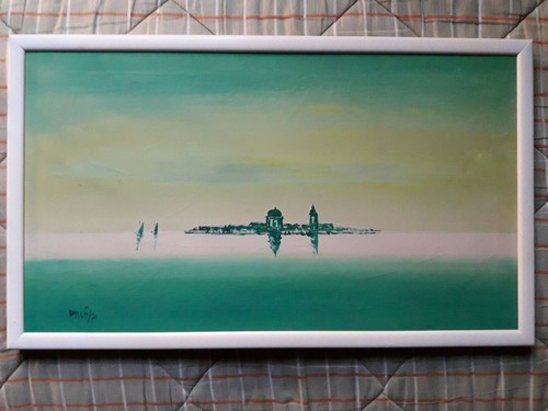 Quadro con scena città - con,
