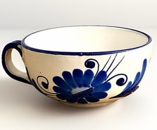 Tazza da caffè espresso/zuppa/caffè ceramica italiana dipinta a mano blu e bianca - ampia ciotola bassa