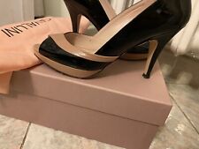 Open Toe Decolte Nero Vernice E Color Carne Tg.37