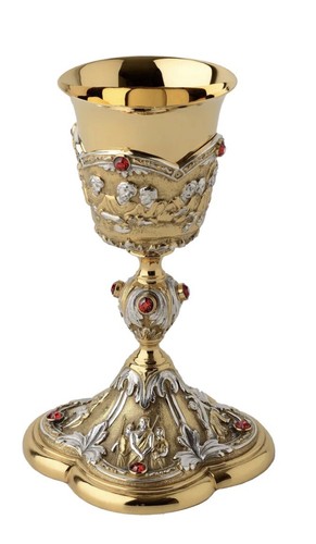 Calice argentato cesellato - argentato, a