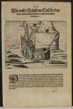 TERRE ARTICHE NAVE OLANDESE 1613ca DE BRY INSOLITO ANTICO RAME INCISO VISTA