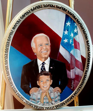 Dipinto olio originale presidente Joe Biden ritratto COA, unico nel suo genere firmato
