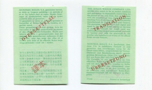 Rolex warranty paper garanzia - paper,