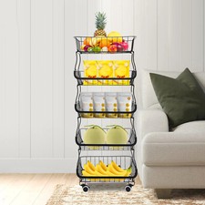 Carrello scaffale 5 piani scaffale cucina impilabile cesto verdura cesto frutta cesto portaoggetti